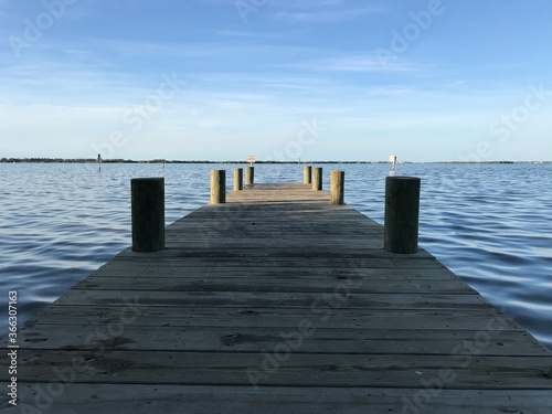 Small Pier on River in Cocoa Beach Florida Fishing . Photo image