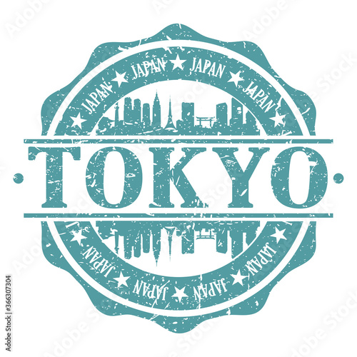 Photography Tokyo Stamp Post Skyline Silhouette City Vector Design Art Badge.