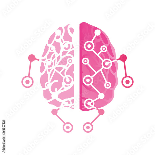 brain electrical circuit on white background