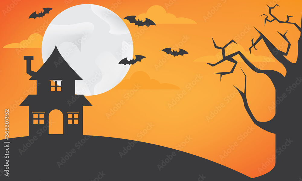 Halloween background with haunted house