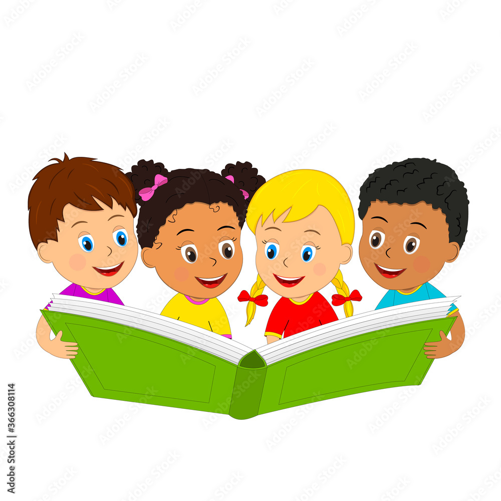kids, boy and girls reading book, illustration,vector kids, boy and girls reading book, illustration,vector