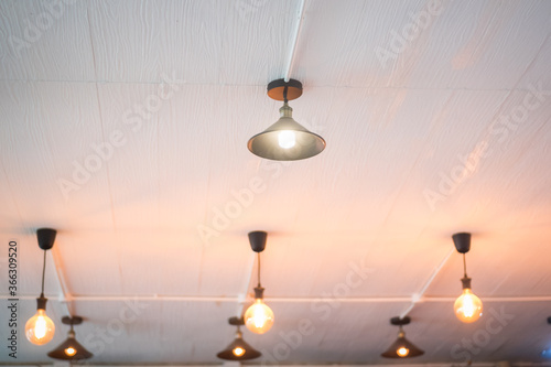 Beautiful lamps decorated on the ceiling.