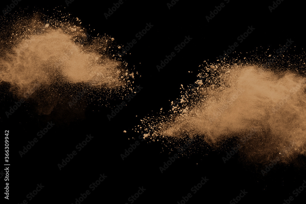 Gold sand splash against on clear background.  - obrazy, fototapety, plakaty 