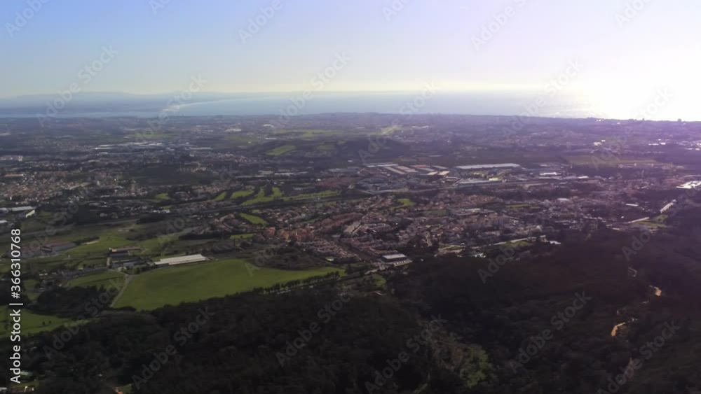 Portugal. Landscape and coast in Sintra at sunset time, Portugal. Aerial Video Portugal. Landscape and coast in Sintra at sunset time, Portugal. Aerial Video