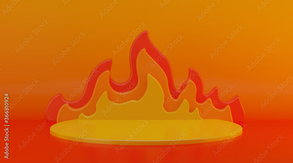 Minimal scene with fire particles for product display. 3D rendering. Minimal scene with fire particles for product display. 3D rendering.