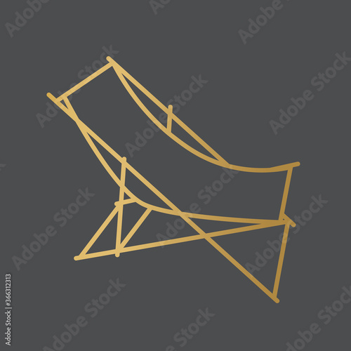 golden beach sun deck chair icon- vector illustration