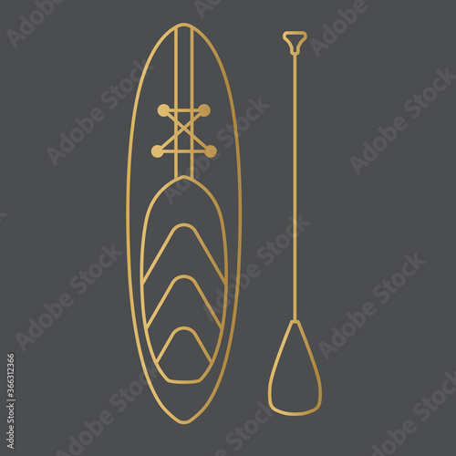 golden SUP board icon- vector illustration