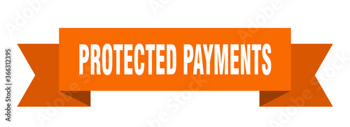 protected payments ribbon. protected payments paper band banner sign