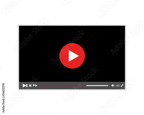 Web video player mockup. Modern video player interface. Vector illustration.