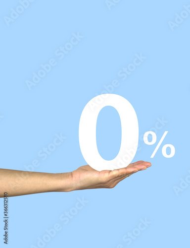  Hand Present with 0% interest business concept D