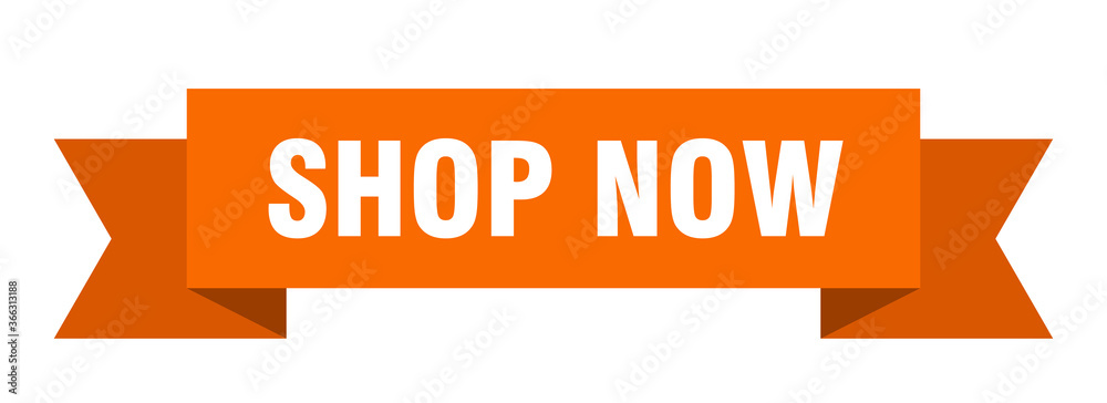 shop now ribbon. shop now paper band banner sign