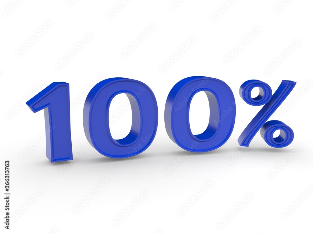 3d one hundred percent on white background 3d one hundred percent on white background