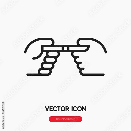 hand pass icon vector. Linear style sign for mobile concept and web design. hand pass symbol illustration. Pixel vector graphics - Vector.