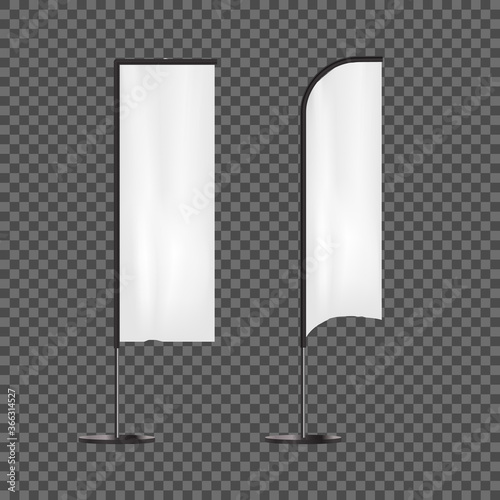 Realistic 3d Detailed White Blank Expo Banner Flag Template Mockup Set. Vector