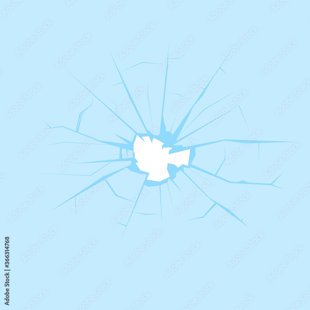Obraz premium Broken Window Crack Glass after Crash. Vector