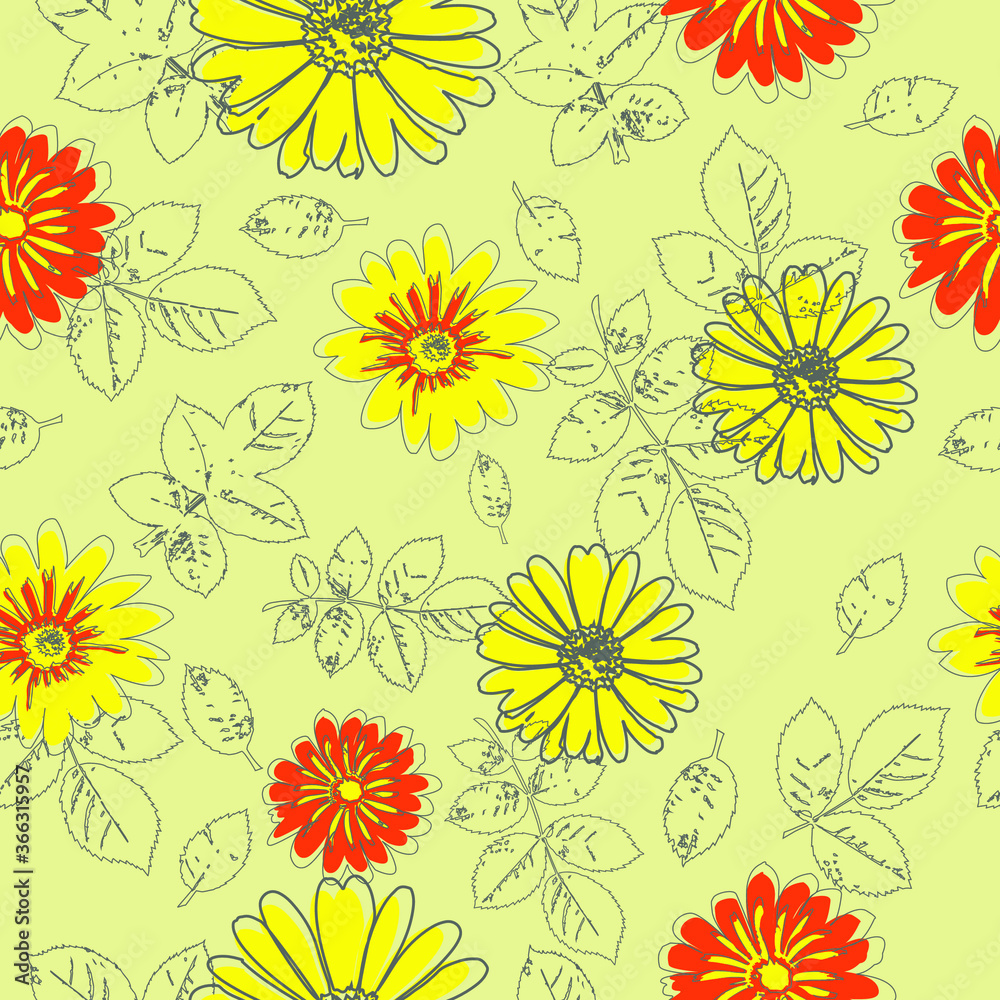 Floral seamless pattern. Summer background texture. Templete for print, fabric, textile design.