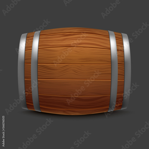 Realistic 3d Detailed Wooden Barrel. Vector