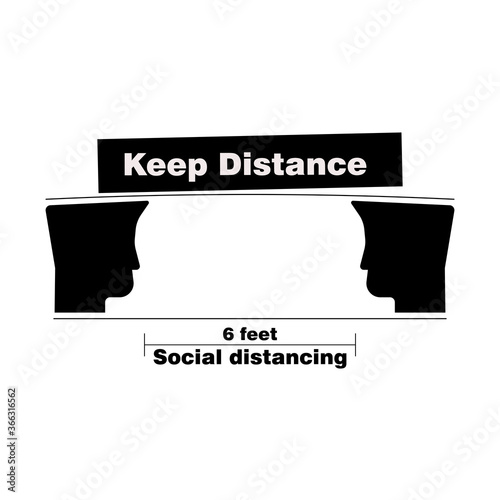 Keep distance illustration. About social distancing.