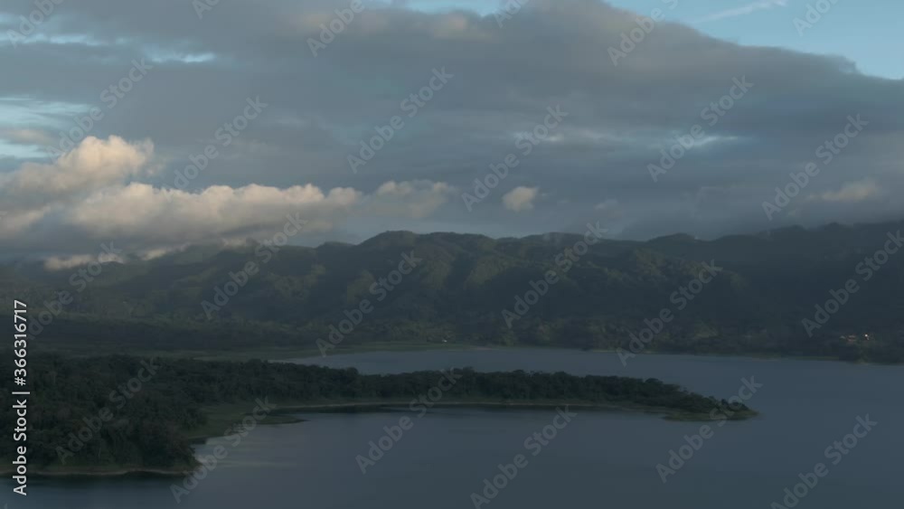 Aerial view of dark mountain range in cloudy twilight evening in Costa Rica Aerial view of dark mountain range in cloudy twilight evening in Costa Rica