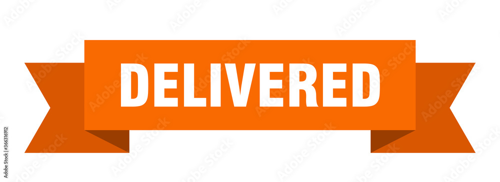 delivered ribbon. delivered paper band banner sign delivered ribbon. delivered paper band banner sign