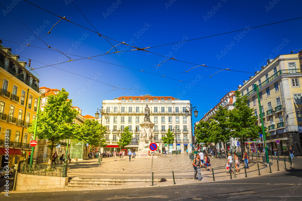 Plaza Luis de Camoes, Chiado district in Lisbon, Portugal Stock Photo |  Adobe Stock