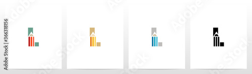Pencil On Letter Logo Design L