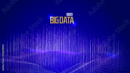 Blue purple dotted line three-dimensional space big data internet technology background.
