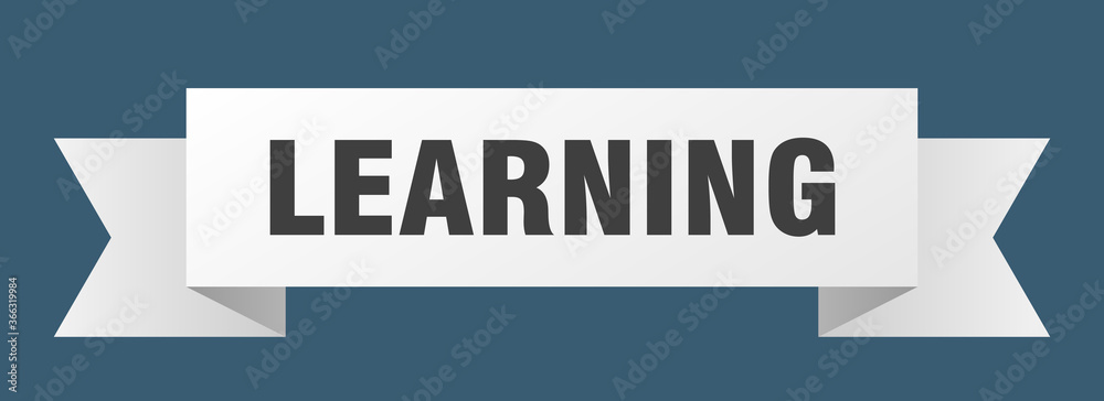 learning ribbon. learning paper band banner sign learning ribbon. learning paper band banner sign