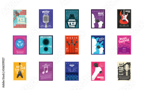 set of music festival posters