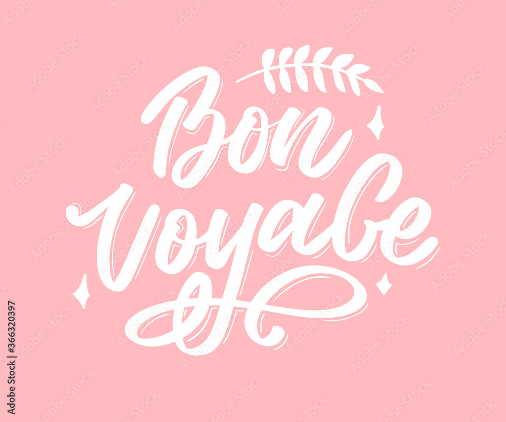 Bon Voyage Hand Lettering Vector Calligraphy Travel