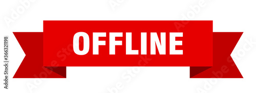 offline ribbon. offline paper band banner sign