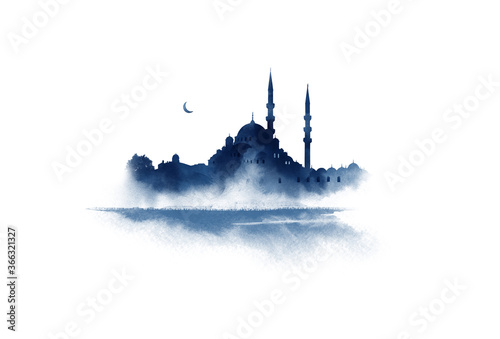 Fotografiet Hagia Sophia, Istanbul, Turkey. Watercolor sketch.