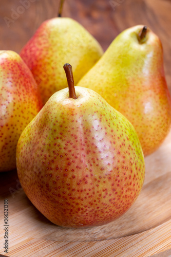 Fresh ripe red yellow forelle pears fruit from Germany