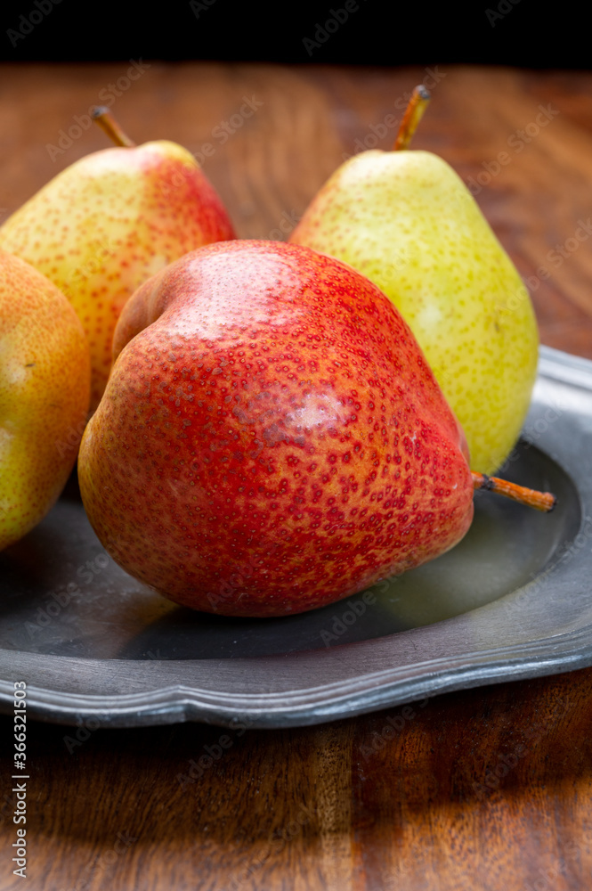 Fresh ripe red yellow forelle pears fruit from Germany Fresh ripe red yellow forelle pears fruit from Germany