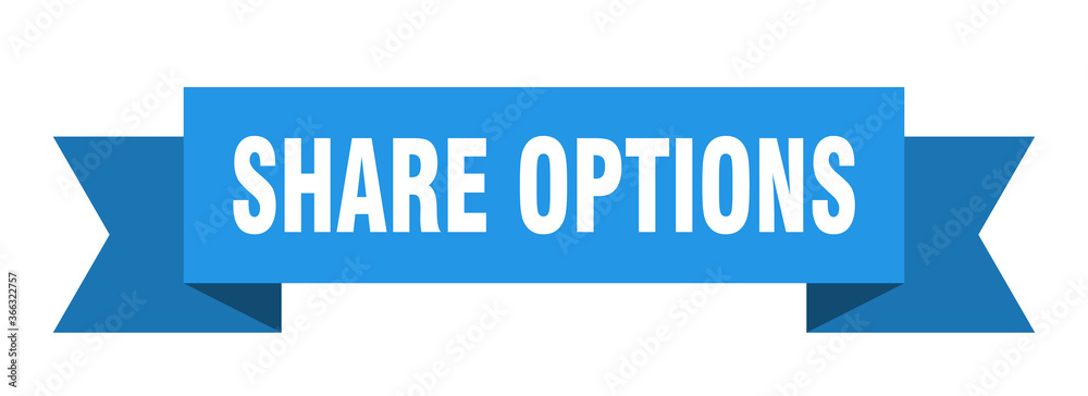 share options ribbon. share options paper band banner sign share options ribbon. share options paper band banner sign