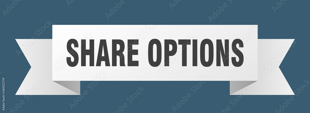 share options ribbon. share options paper band banner sign share options ribbon. share options paper band banner sign