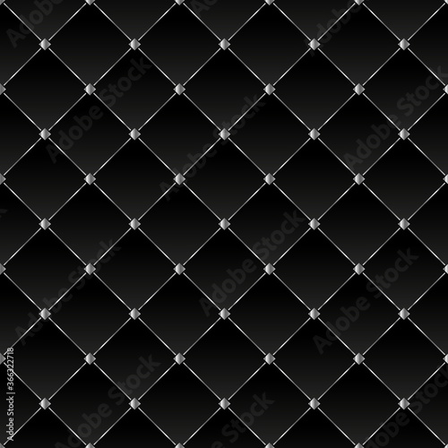 Black background with silver squares and diagonal lines. Vector, illustration