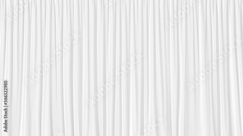 Beautiful white waving curtains abstract 3D background. White rippled silk cloth background. Silk curtains made of soft luxury fabric. 3d rendering.