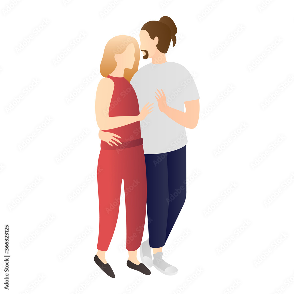 romantic couple walking together. couple cartoon characters. romantic couple relationship in flat vector illustration.