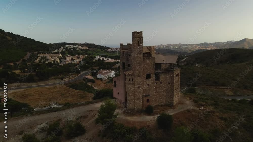 Aerial rotating view of abandoned castle in South of Spain, 4K Aerial rotating view of abandoned castle in South of Spain, 4K