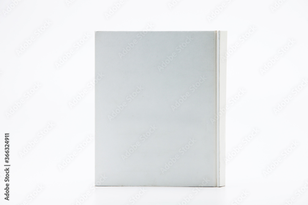 White book with no title standing on white background White book with no title standing on white background