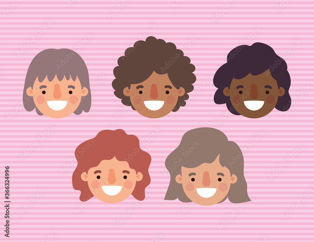 women and men cartoons smiling of happy youth day design, Young holiday and friendship theme Vector illustration women and men cartoons smiling of happy youth day design, Young holiday and friendship theme Vector illustration