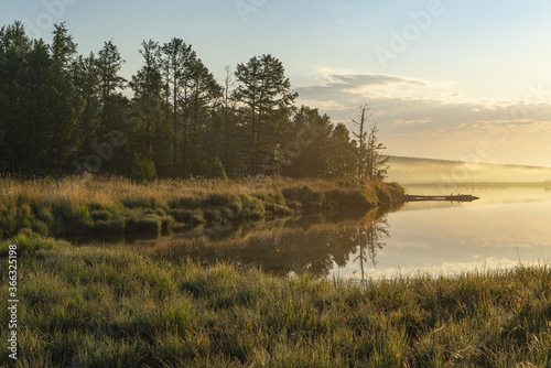Morning in a village on the shore of Lake Baikal