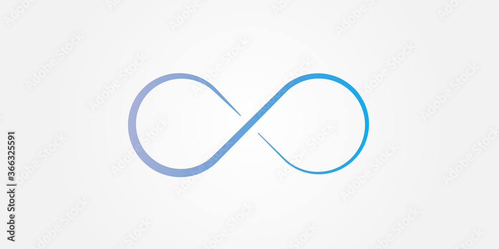 Abstract blue infinity sign. Infinity loop mathematical symbol in flat