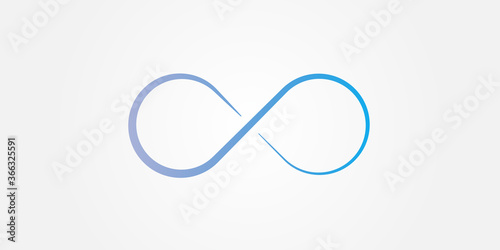 Abstract blue infinity sign. Infinity loop mathematical symbol in flat style with shadows. Isolated on white background. Color gradient icon. Vector illustration.