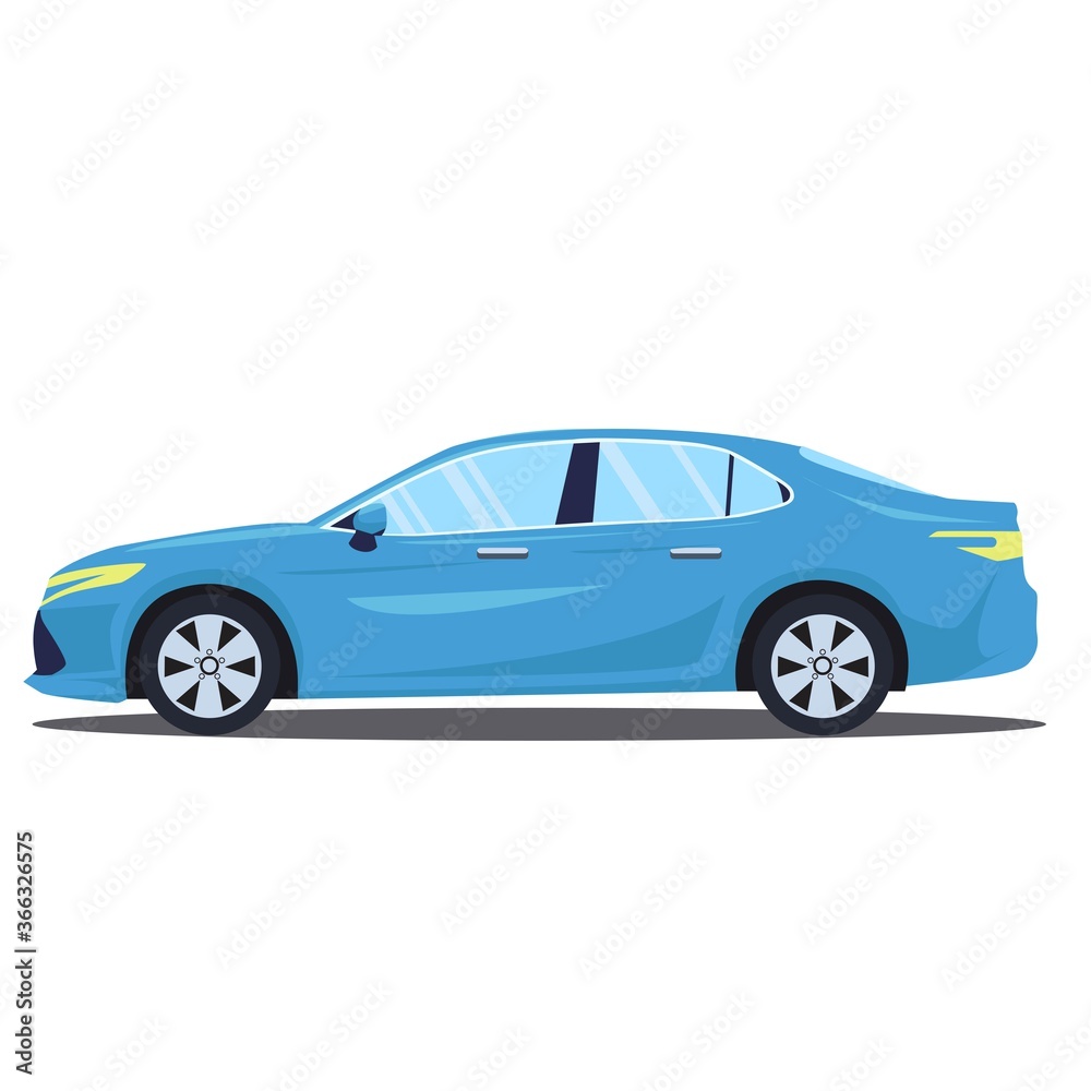 Blue Car vector illustration. Car in flat design style