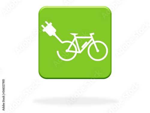 Grüner Button mit Schatten zeigt: E-Bike - Elektrofahrrad