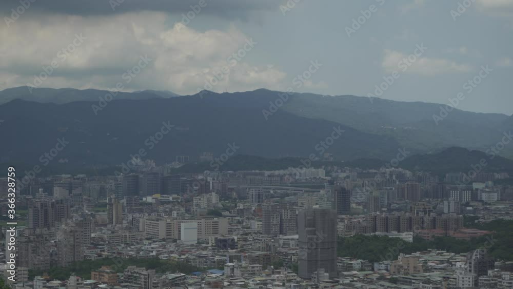 Beautiful blue sky and white clouds, Taipei skyline, Taiwan, HLG filming in Hushan Beautiful blue sky and white clouds, Taipei skyline, Taiwan, HLG filming in Hushan