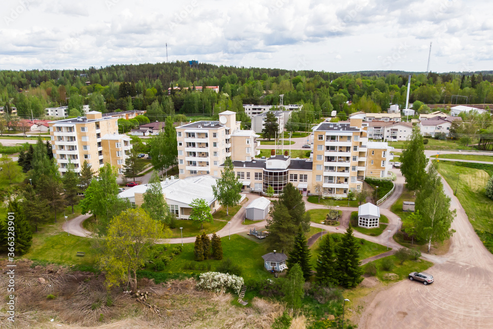 Obraz premium Aerial panoramic view of city Inkeroinen in Finland.
