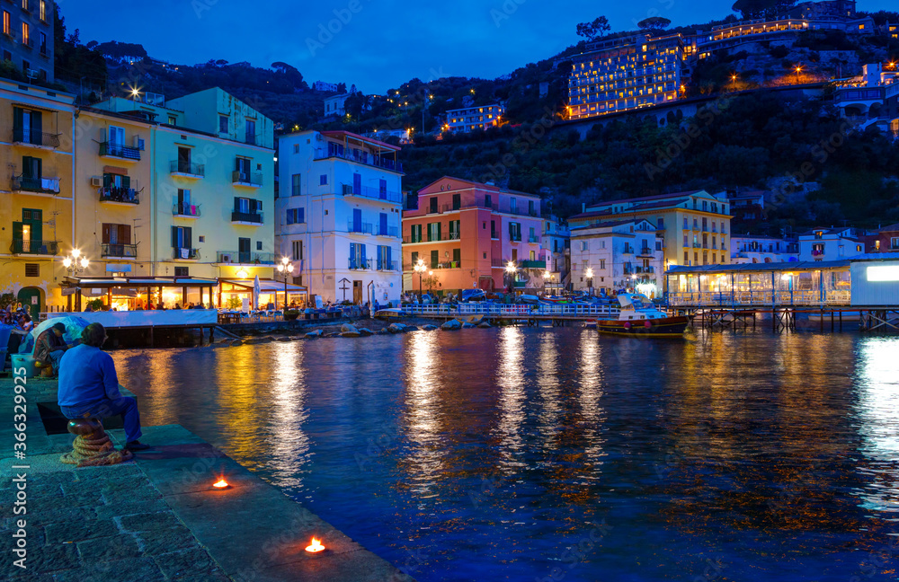 Scenic view of Marina Grande in the evening, Sorrento,  Amalfi сoast, Italy.